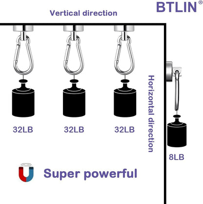 BTLIN Mini Magnetic Hooks, Strong Neodymium Magnet with Hook, Heavy Duty Small Metal Hanging Hook Max Load 18 lbs for Kitchen Fridge Grill Office 12 Pack