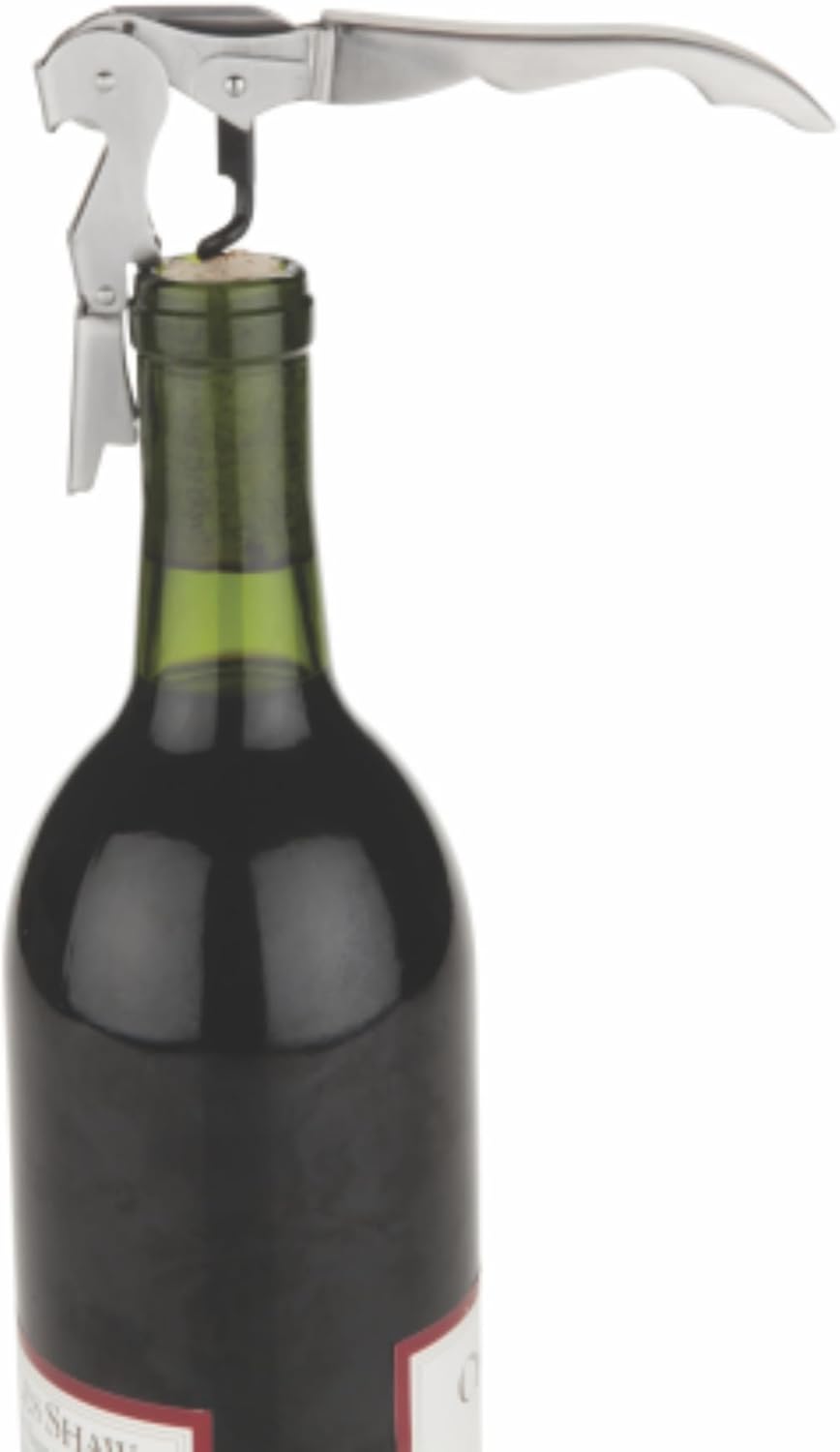 True Truetap Double Hinged Waiter's Corkscrew Wine Opener, Stainless Steel Wine Bottle Opener with Built In Foil Cutter, Home Bar Tools, Bar Cart Accessories, Wedding Gifts, Set of 1, Black