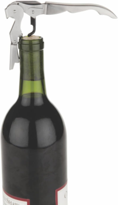 True Truetap Double Hinged Waiter's Corkscrew Wine Opener, Stainless Steel Wine Bottle Opener with Built In Foil Cutter, Home Bar Tools, Bar Cart Accessories, Wedding Gifts, Set of 1, Black