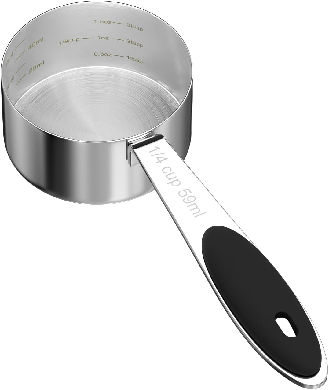 LEIFENY 2PCS 1/8CUP(30ml) Dog Cat Food Scoop, Stainless Steel Measuring Cup, Metal Pet Scooper with Inner Precision Scale Measurement