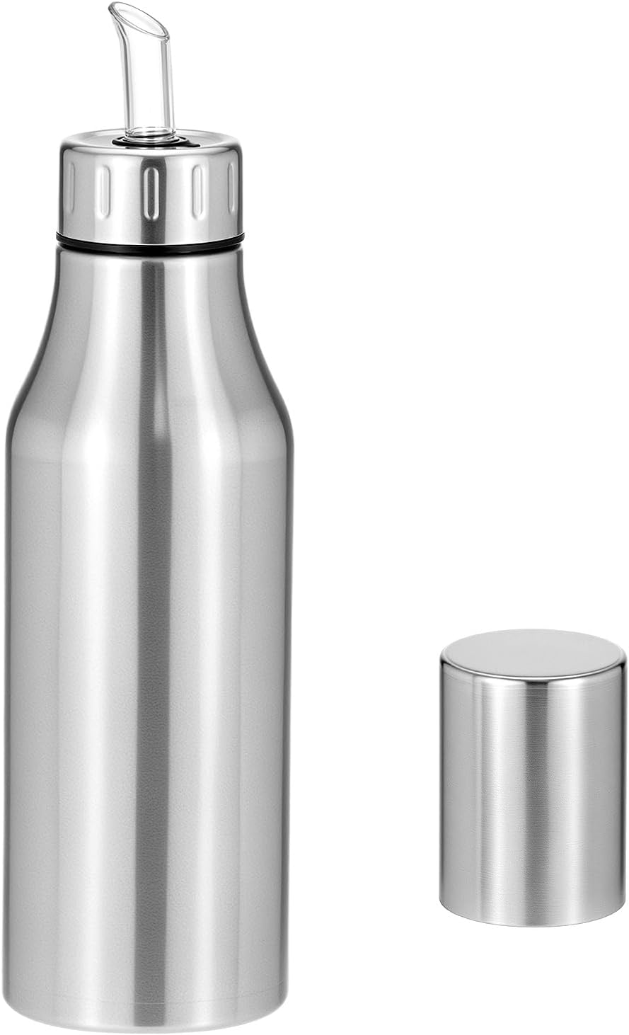 QWORK 304 Stainless Steel Olive Oil Dispenser Bottle, 25oz Oil Decanter with Easy Pour Spout, Anti-Drip Design, 750ml Oil Cruet for Kitchen Cooking & Salad Dressing, 2.9W x 10.2H