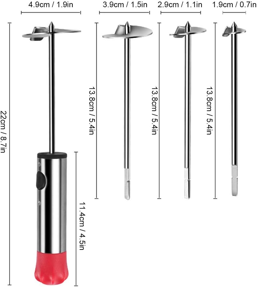 Electric Fruit and Vegetable Core Remover, Stainless Steel Squash Corer, Red, Ergonomic Grip Blade, Kitchen Tool for Salad Making