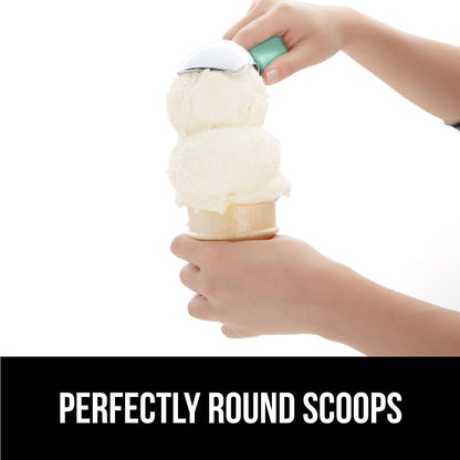 GORILLA GRIP® Heavy Duty Ice Cream Scoop, BPA-Free, Dishwasher Safe, Comfortable Zinc Alloy Handle, Professional Scooper for Hard Gelato, Sorbet, Cookie Dough, Melon, Round Cones, Kitchen Tool, Blue