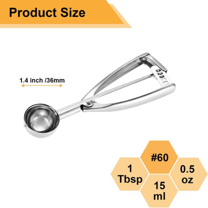 Fayomir Small Cookie Scoop 1 Tablespoon, Size #60 Cookie Dough Scoop, 1 Tbsp Cookie Scoops for Baking, Selected 18/8 Stainless Steel, for Making Cookies, Melon Ball, Ice Cream