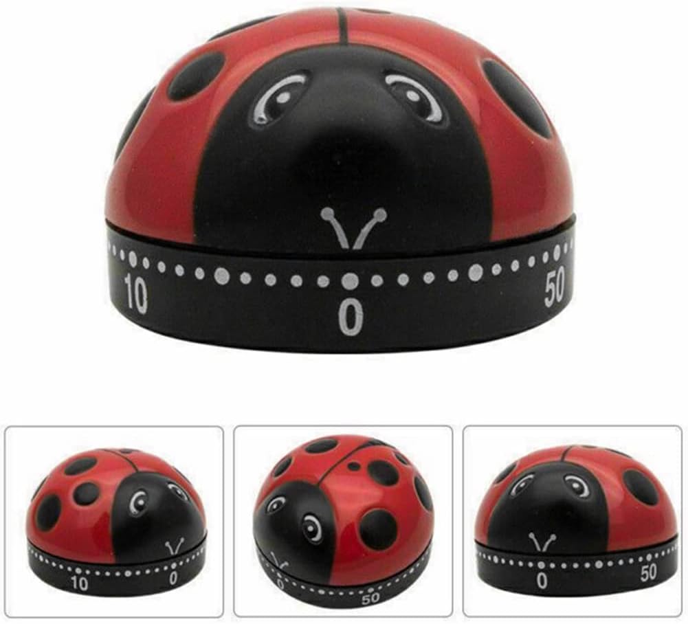 Ladybug Mechanical Cooking Timer - 60-Minute Kitchen Alarm Clock with Loud Ring