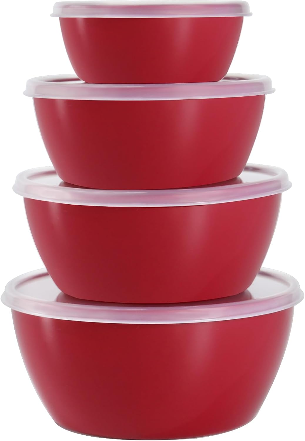 4-Piece Classic Plastic Prep Bowls with Lids, Nesting Plastic Small Mixing Bowl Set for Mixing, Baking, Prepping, Cooking and Serving Food, Microwave and Dishwasher Safe