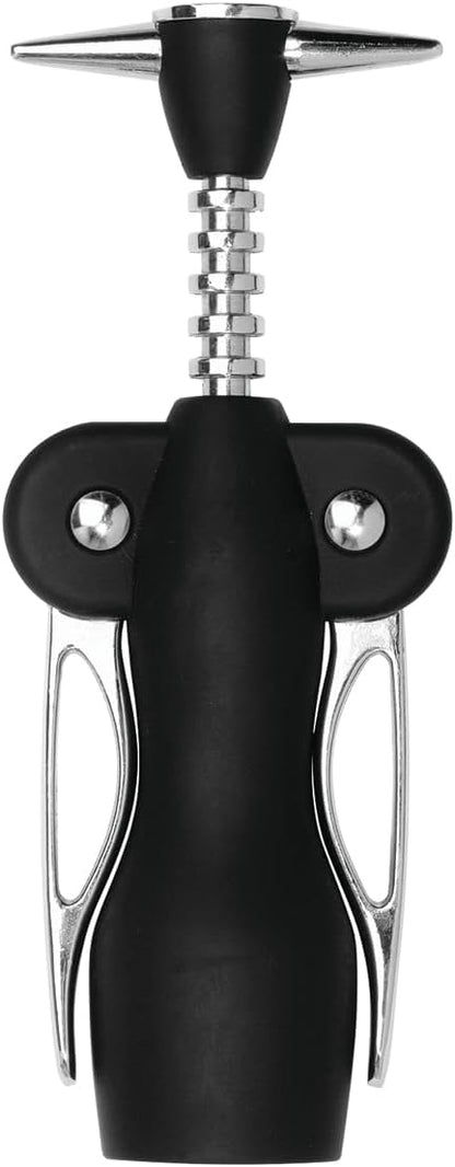 True Spiral Winged Corkscrew Wine Opener, Multi-Purpose Bottle Opener for Beers and Soft Drinks, Stainless Steel with Rubber Grip Wing Handle, for Bartenders, Home Bar, Kitchen, Restaurant, Silver