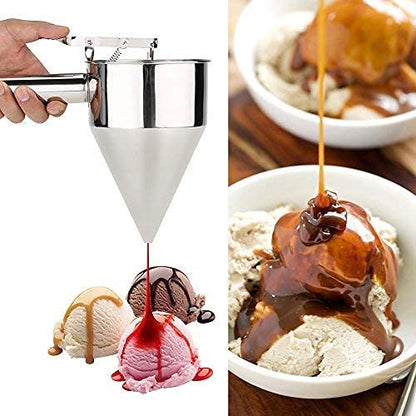 Stainless Steel Small Octopus Balls Making Funnel Cupcakes Baking Pancake Batter Dispenser with Rack Kitchen Utensils Funnel Tools Kitchen Gadgets