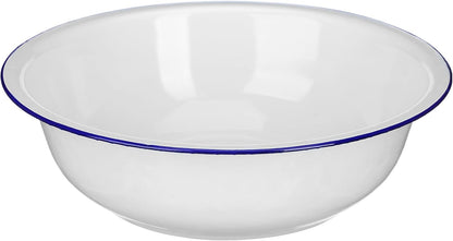 Hemobllo Enamel Basin: Vintage Enamel Bowl Large, White Wash Basin for Vegetables Fruit Washing Kitchen Prep Dough Mixing Camping, and Everyday Use