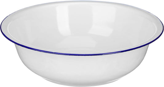 Hemobllo Enamel Basin: Vintage Enamel Bowl Large, White Wash Basin for Vegetables Fruit Washing Kitchen Prep Dough Mixing Camping, and Everyday Use