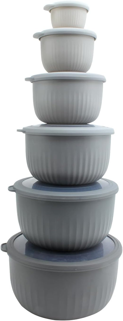 COOK WITH COLOR Prep Bowls with Lids- Wide and Deep Nesting Plastic Small Mixing Bowl Set with Lids, 8 Piece Set - Wide Bowls, Blue
