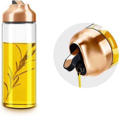 Aelga Olive Oil Dispenser - 14 OZ Glass Oil and Vinegar Dispenser Bottles Set for Kitchen No Drip-Set of 2