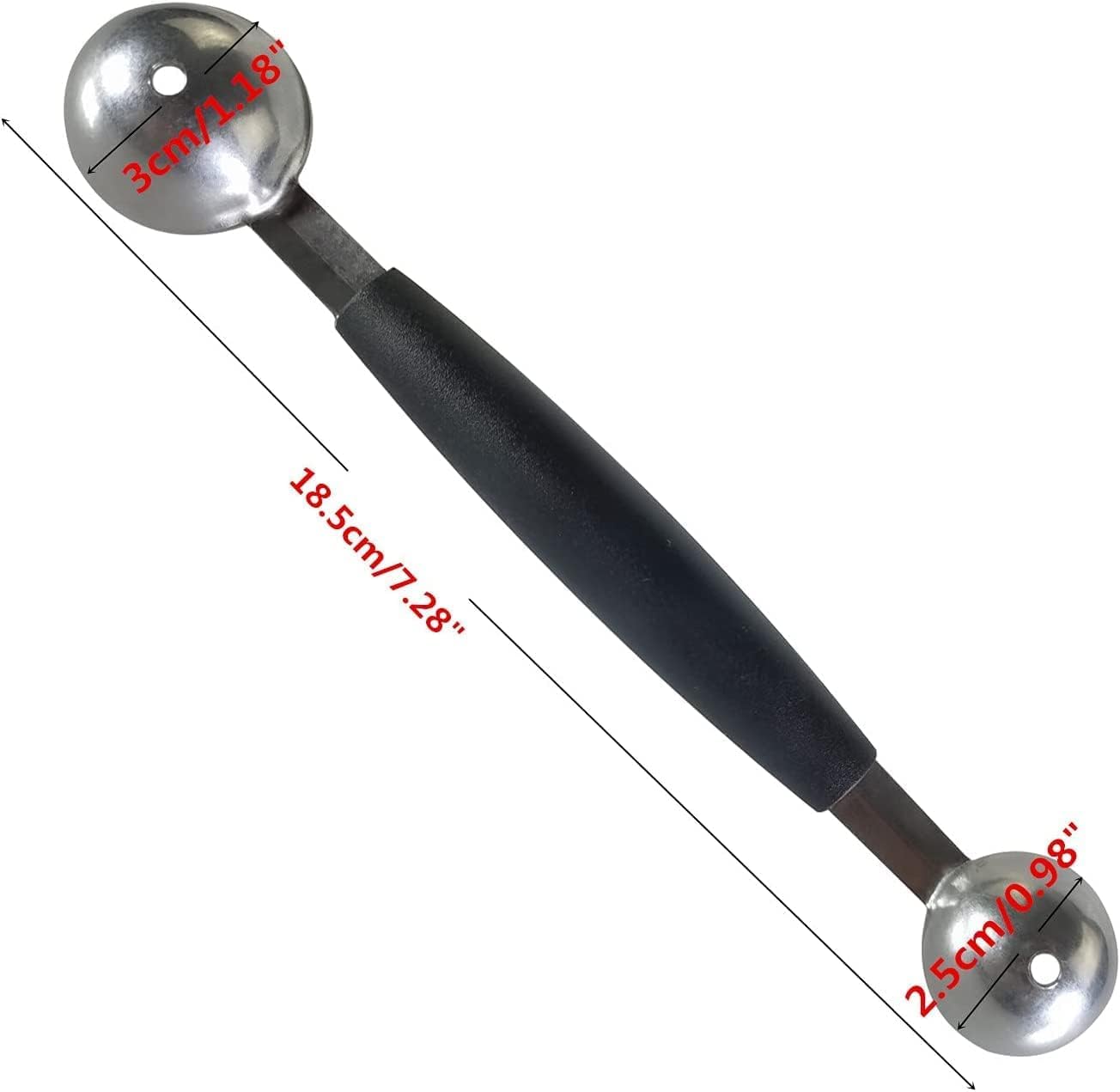 Double-Sided Fruit Melon Baller Spoon, 2 in 1 Stainless Steel Scoop Cutter 18cm