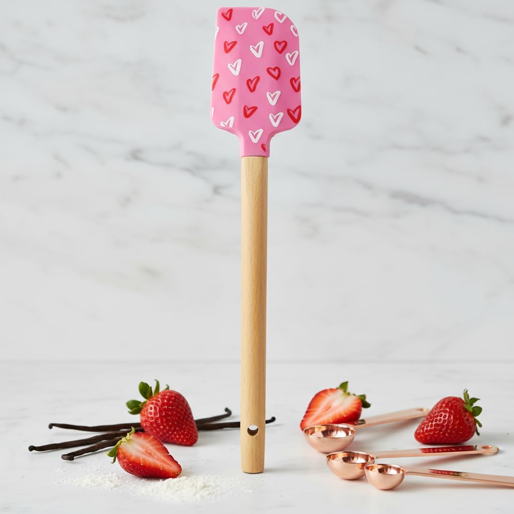 Heart Silicone Spatulas,Cake Cream Silicone Spatula Wooden Handle Butter Pastry Blender Scraper Kitchen Chocolate Butter Baking Mixers,Kitchen Utensils and Gadgets (White)