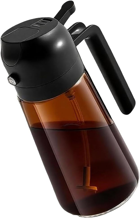 Olive Oil Dispenser Bottle with Precise Pour Spout, Dark Amber Glass, Kitchen and Dining