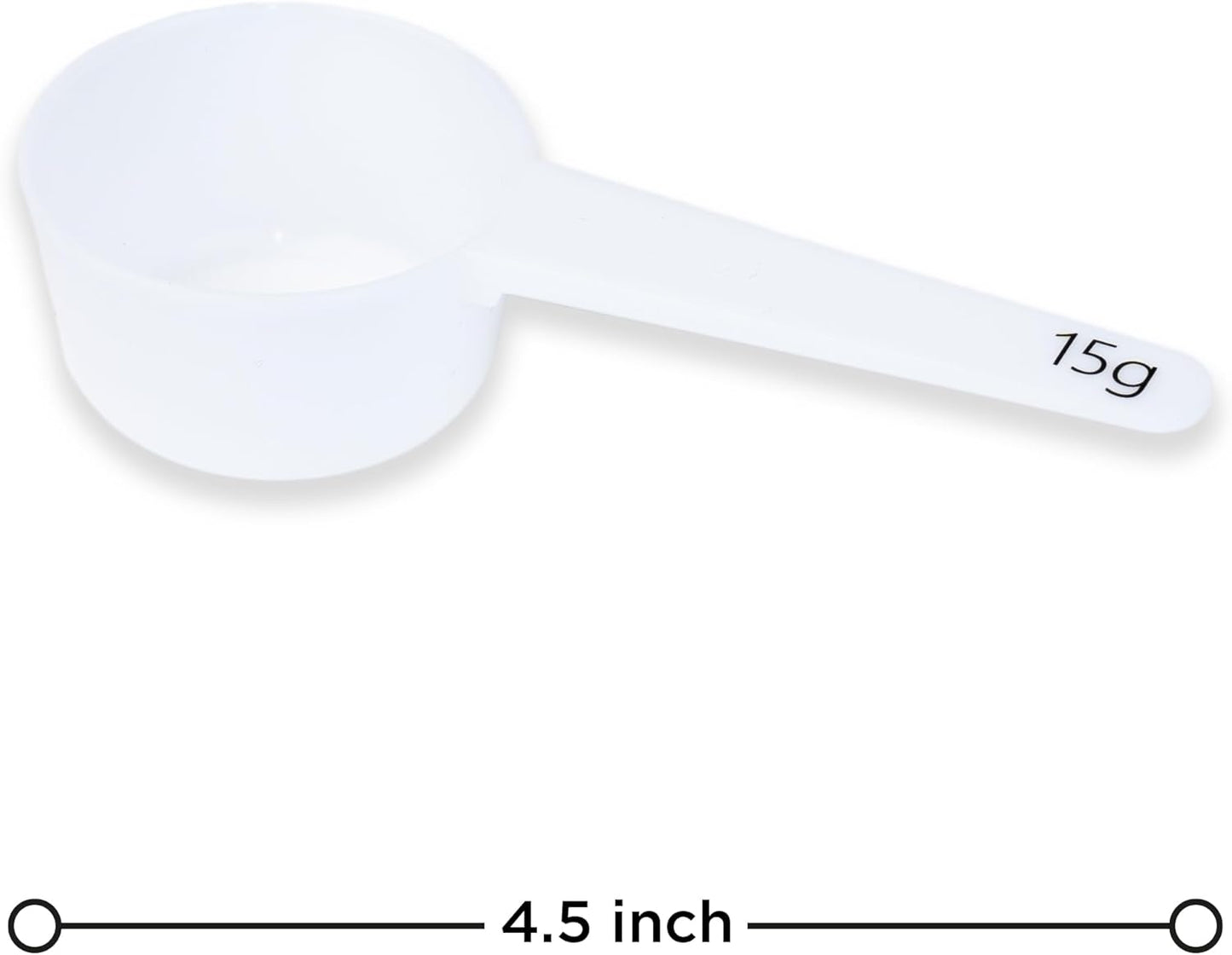 Measure spoons | measuring spoons set of 6 | exact dosing 3 gram scoop, 5 gram scoop, 7,5g, 10g, 15g, 30g | kitchen measuring set for powder and liquids | plastic medicine spoon and cups
