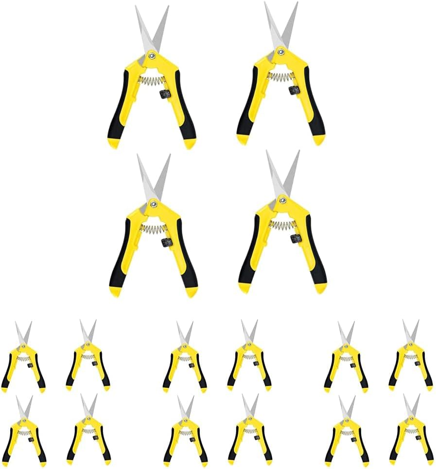 iPower 6.5 Inch Gardening Hand Pruner Pruning Shears Trimming Scissors with Straight Stainless Steel Blades for Bonsai, Herb, Bud, Hedge, 4-Pack, Yellow