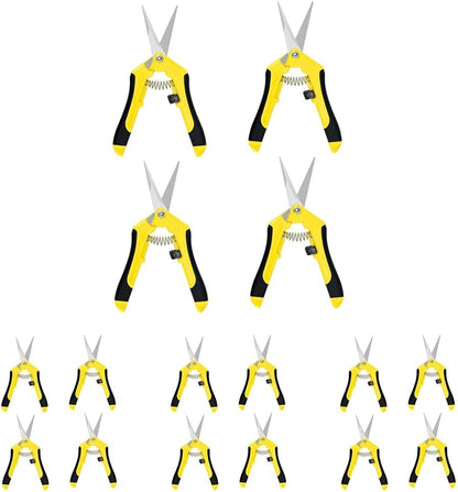 iPower 6.5 Inch Gardening Hand Pruner Pruning Shears Trimming Scissors with Straight Stainless Steel Blades for Bonsai, Herb, Bud, Hedge, 4-Pack, Yellow