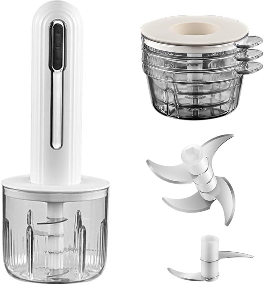 250ML Electric Garlic Chopper, Mini Portable Veggie Choppers, Garlic Grinder Masher Onion Chopper, Blender to Vegetable, Wireless Food Processor for Ginger, Chili, Fruit, Meat, etc