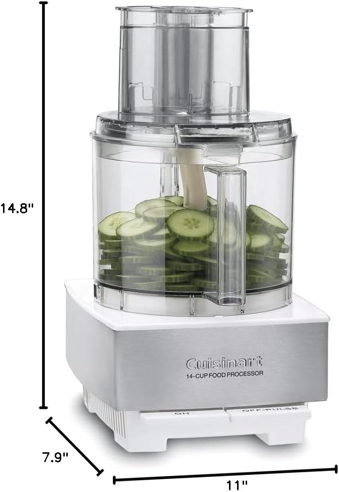 Cuisinart 7-Cup Pro Classic Food Processor, 600-Watt Motor, Vegetable Chopper & Blender for Mincing, Dicing, Shredding, Puree & Kneading Dough, DLC-10SYP1, White