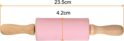 HARFINGTON Silicone Rolling Pins for Baking 12.2 Inch Non-Stick Silicone Surface Wooden Handle Rolling Pin Small Roller Playdough Rolling Pins for Fondant Kitchen Dough Pizza, Green