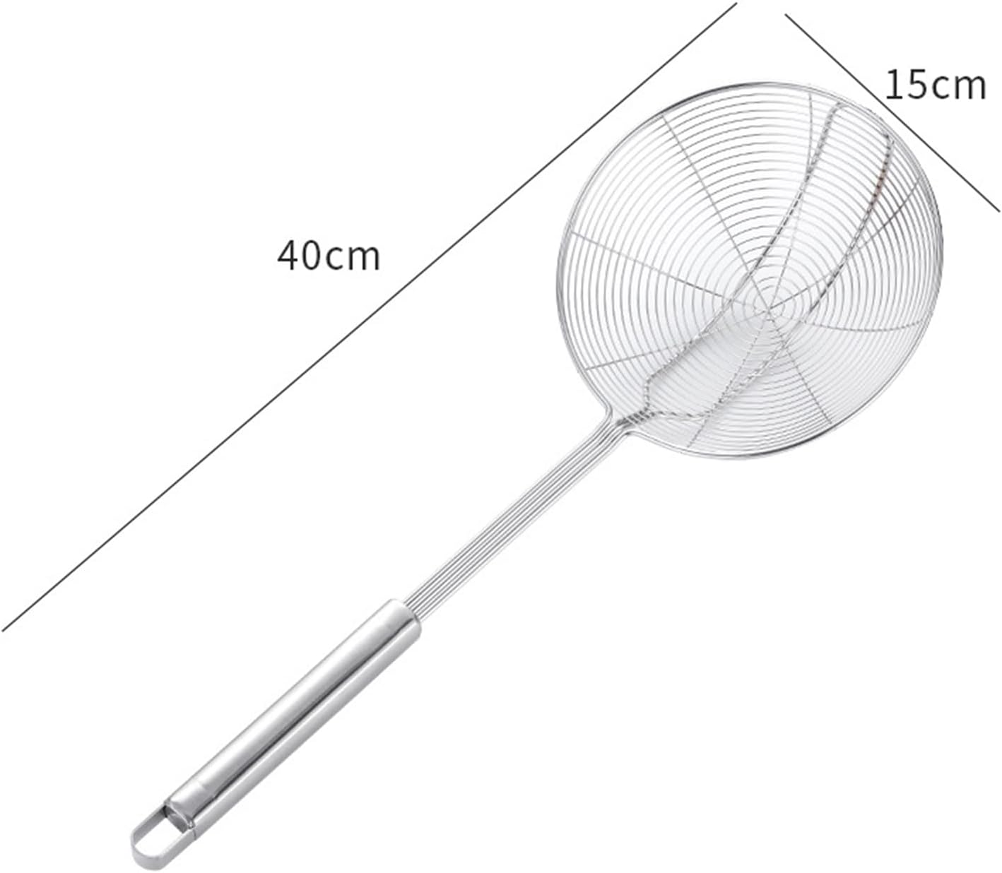 Stainless Steel Spider Skimmer, Set of 2 Professional Kitchen Pasta Strainer Spoon with Long Handle (L17 x D7.5 and L15.7 x D6)