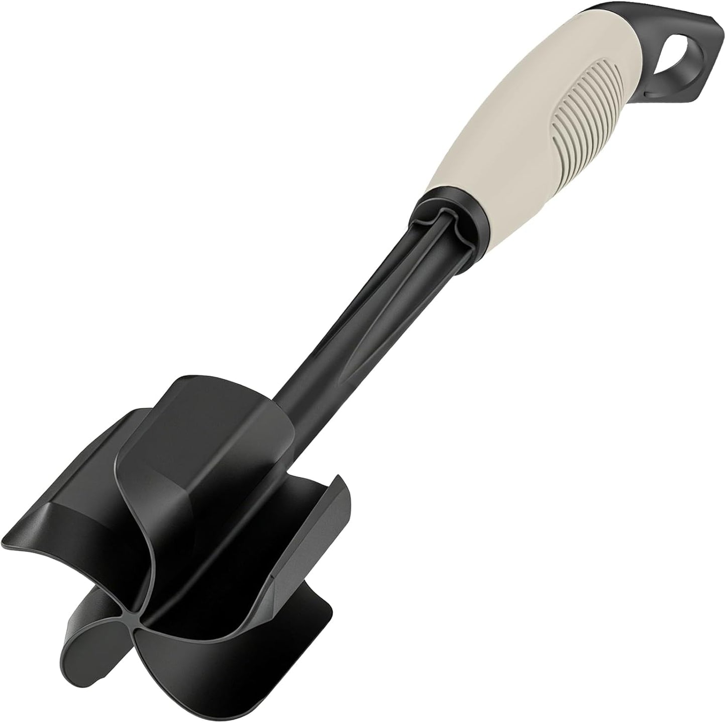 Ourokhome Meat Chopper and Potato Masher, Heat Resistant Nylon Ground Beef Smasher for Hamburger, 5 Curved Blades Nonstick Mixer & Stirrer, Practical Kitchen Gadgets, Black
