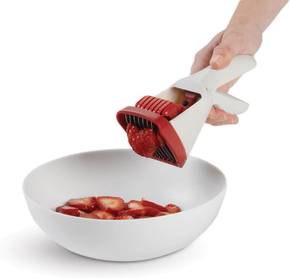 Chef'n Hand-Held Slicer Strawberry Slicester, Updated Design, Cherry/Meringue (102-712-400)
