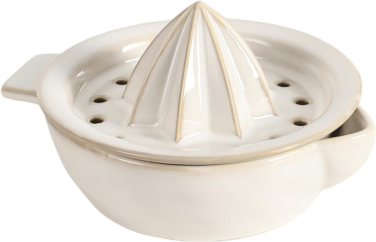 Ceramic Citrus Lemon Orange Juicer Manual Squeezer, Hand Juicer Reamer Rotation Press with 6.8oz Bowl, Strainer Lid, Spout, Handle, Dishwasher Safe, Easy to Clean