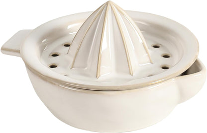 Ceramic Citrus Lemon Orange Juicer Manual Squeezer, Hand Juicer Reamer Rotation Press with 6.8oz Bowl, Strainer Lid, Spout, Handle, Dishwasher Safe, Easy to Clean