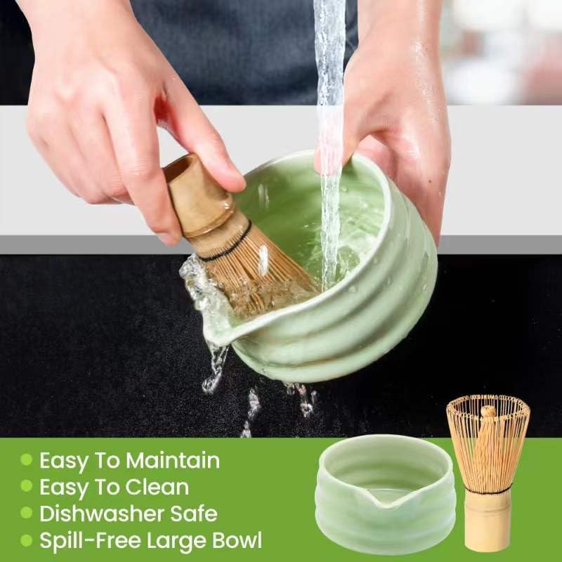 Matcha Whisk Set and Bowl, Matcha Making Kit Whisk, Bowl With Spout, Powder Starter Sifter, Ceramic Whisk Holder, Spoon Japanese Tea Tools For Ceremony Gift (White, 9 Pack)