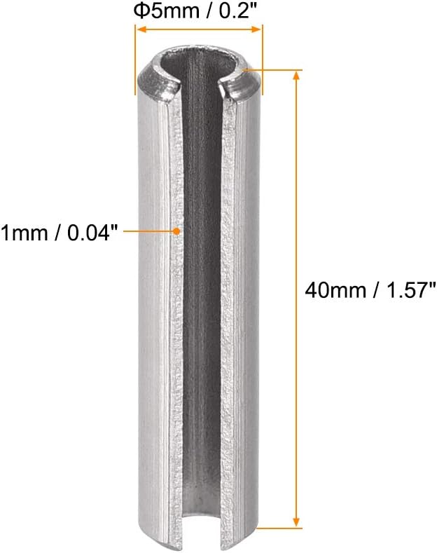 uxcell Slotted Spring Pin - M4 x 30mm 304 Stainless Steel Split Spring Roll Dowel Pins Plain Finish 20Pcs