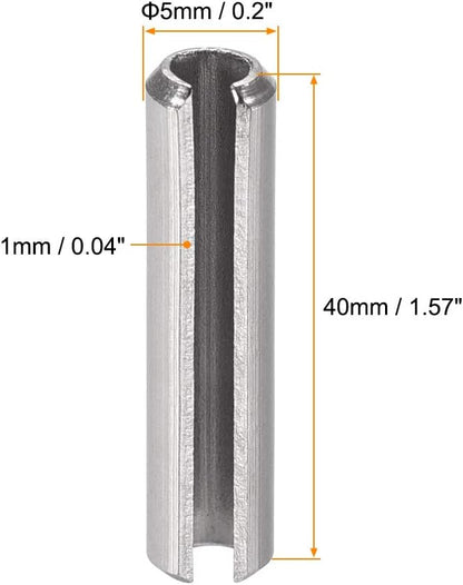 uxcell Slotted Spring Pin - M4 x 30mm 304 Stainless Steel Split Spring Roll Dowel Pins Plain Finish 20Pcs