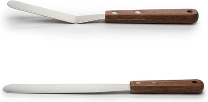 Fox Run Offset Icing Spatula, 4.25-Inch Stainless Steel Blade, Wood Handle, Metallic