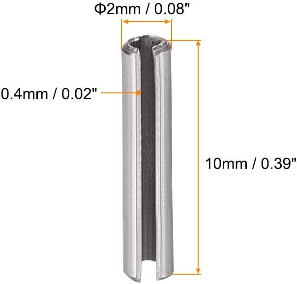 uxcell Slotted Spring Pin - M4 x 30mm 304 Stainless Steel Split Spring Roll Dowel Pins Plain Finish 20Pcs
