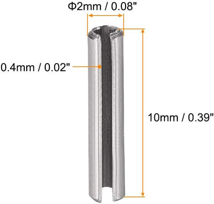 uxcell Slotted Spring Pin - M4 x 30mm 304 Stainless Steel Split Spring Roll Dowel Pins Plain Finish 20Pcs