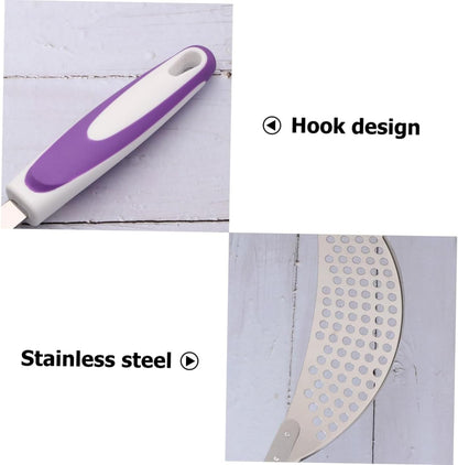 LABRIMP 14.57 Inch Stainless Steel Pot Strainer with Handle Pan Drainer Clip-on Kitchen Pasta Draining Tool for Safe Water Separation and Food Straining