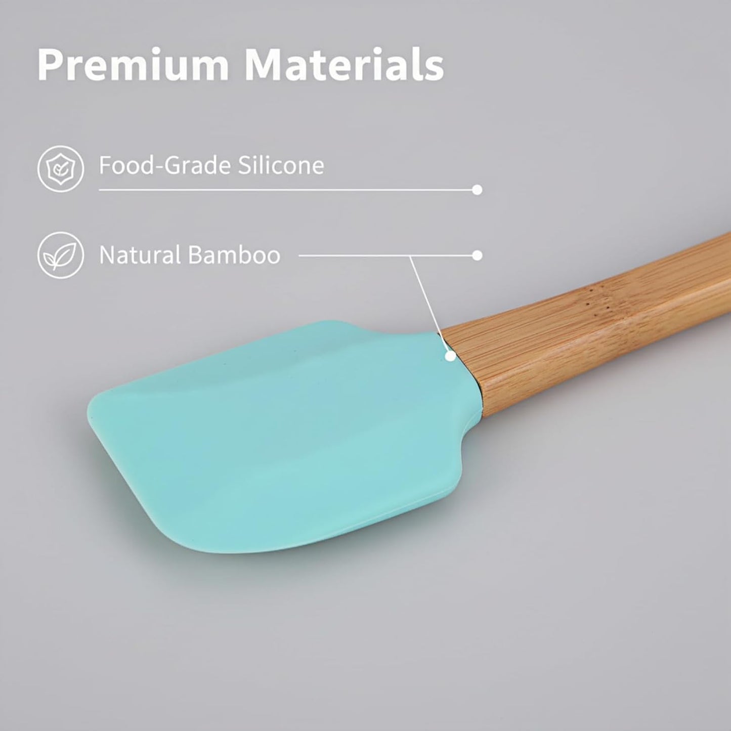 Silicone Mini Spatula,Small Spatulas for Kitchen Use,Rubber Scraper Heat Resistant Silicone Spatula Set Non-Stick Baking Utensils For Baking,Cooking & Stir -Bamboo Handle (5 Colorful)