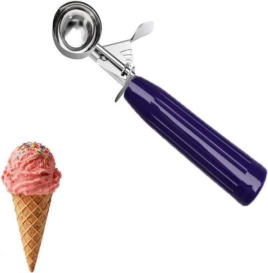 TOPKITCHEN Commercial-Grade Ice Cream Scoop 0.75 oz, 18/8 Stainless Steel Cookie Scoop with Plastic Handle, Portion Control Disher Scoop for Bakeries, Restaurants & Dessert Shops, #40, Purple