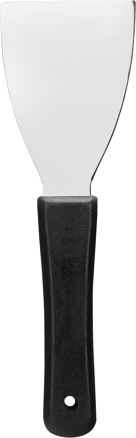 SPARTA Steel Handheld Scraper Kitchen Scraper Tool with Food-Safe Plastic Handle for Griddles, Pans, Pots, and Cutting Boards in Commercial Settings, Stainless Steel, 3 Inches, Pink