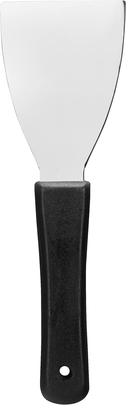 SPARTA Steel Handheld Scraper Kitchen Scraper Tool with Food-Safe Plastic Handle for Griddles, Pans, Pots, and Cutting Boards in Commercial Settings, Stainless Steel, 3 Inches, Pink