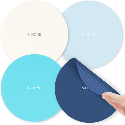 NIHOME Silicone Jar Opener – 6 Inch Large Anti-Slip Grip Pads, Premium 100% Food-Grade Silicone, Stylish Designer Colors, Multi-Purpose Heat-Resistant Mat & Coaster, Set of 4