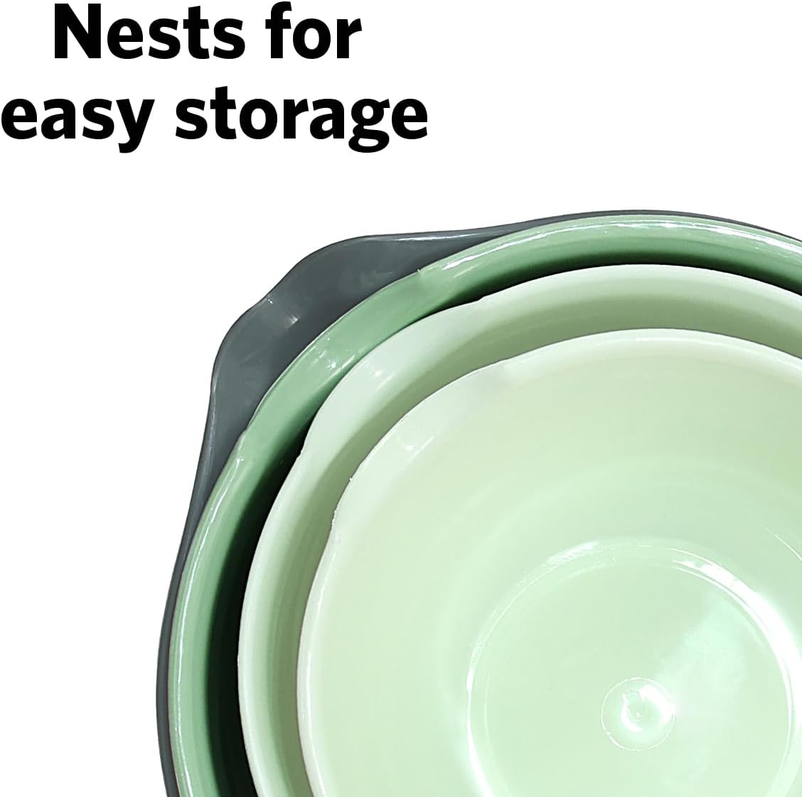 Glad Mixing Bowls with Pour Spout, Set of 4 - Nesting Plastic Bowls (1.2qt, 1.9qt, 2.8qt, and 3qt with Handle) - Non Slip Base, Dishwasher Safe Kitchen Cooking and Baking Supplies, Grey