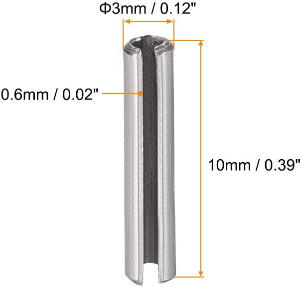 uxcell Slotted Spring Pin - M4 x 30mm 304 Stainless Steel Split Spring Roll Dowel Pins Plain Finish 20Pcs