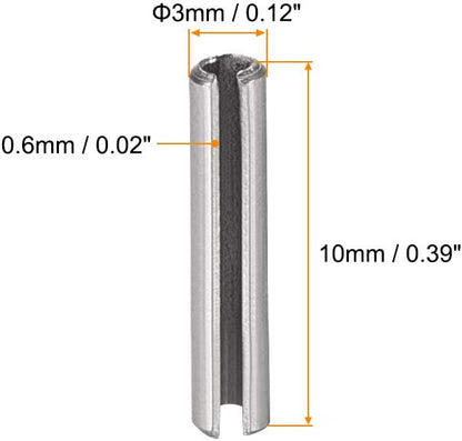 uxcell Slotted Spring Pin - M4 x 30mm 304 Stainless Steel Split Spring Roll Dowel Pins Plain Finish 20Pcs