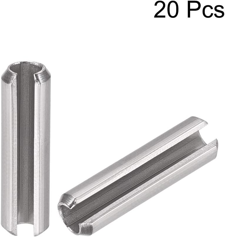 uxcell Slotted Spring Pin - M4 x 30mm 304 Stainless Steel Split Spring Roll Dowel Pins Plain Finish 20Pcs