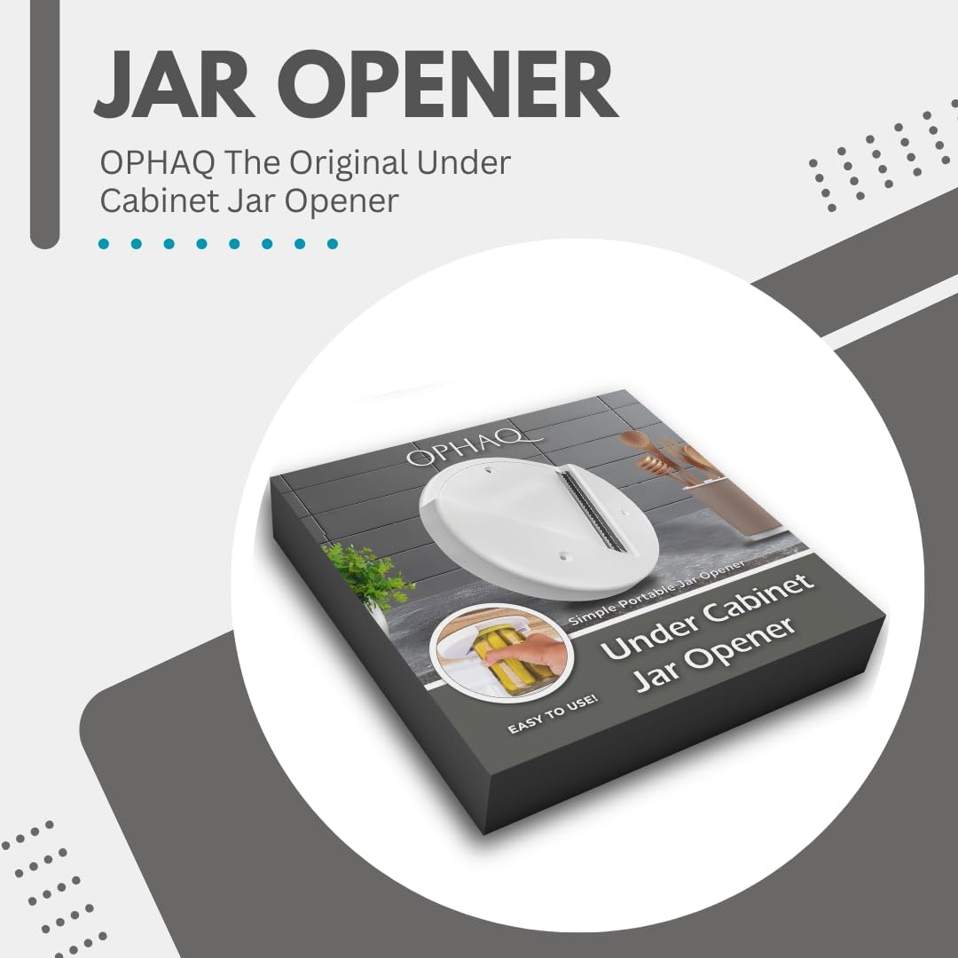 Under Cabinet Jar Opener, Original Jar Lid Opener, Ideal for Seniors, Weak Hands, Arthritis, White Plastic, Cylindrical Shape, Kitchen & Office Use
