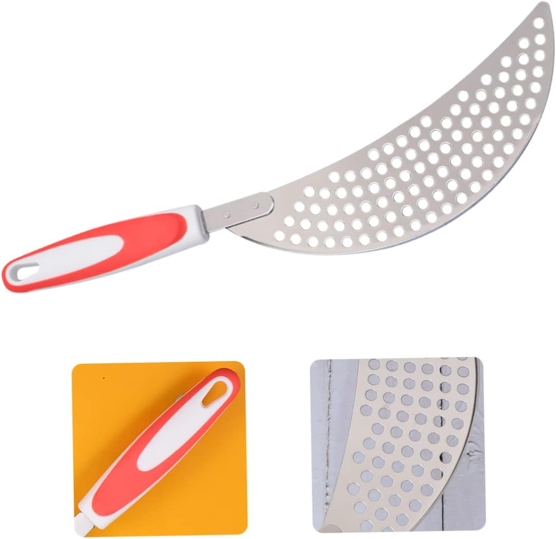 LABRIMP 14.57 Inch Stainless Steel Pot Strainer with Handle Pan Drainer Clip-on Kitchen Pasta Draining Tool for Safe Water Separation and Food Straining