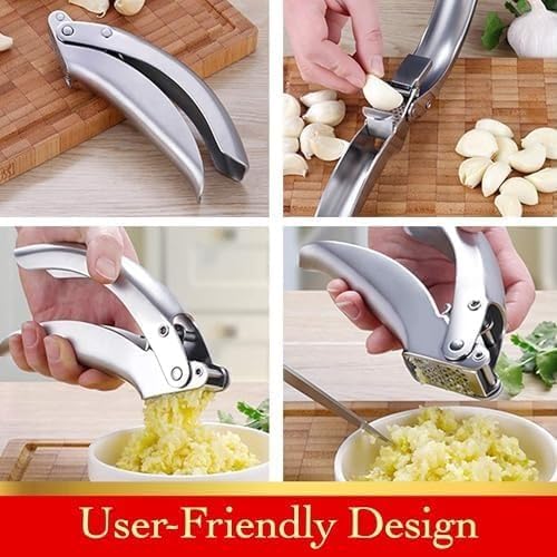 Premium Epicurean Garlic Press Stainless Steel – Heavy Duty Crusher, Easy Clean, Dishwasher Safe, Includes Brush
