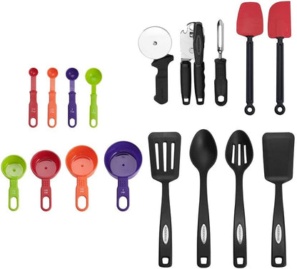 Farberware Kitchen Utensil Gift Set, 4-Piece Silicone & Plastic Tools with Whisk, Spatula, Spoon Spatula & Basting Brush, Heat Resistant Kitchen Gadget Set, Dishwasher Safe